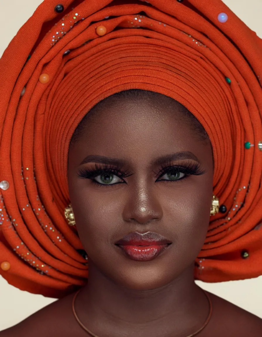 Traditional gele and makeup