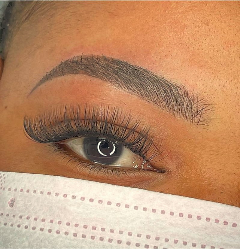 Classic eyelash extensions, close view